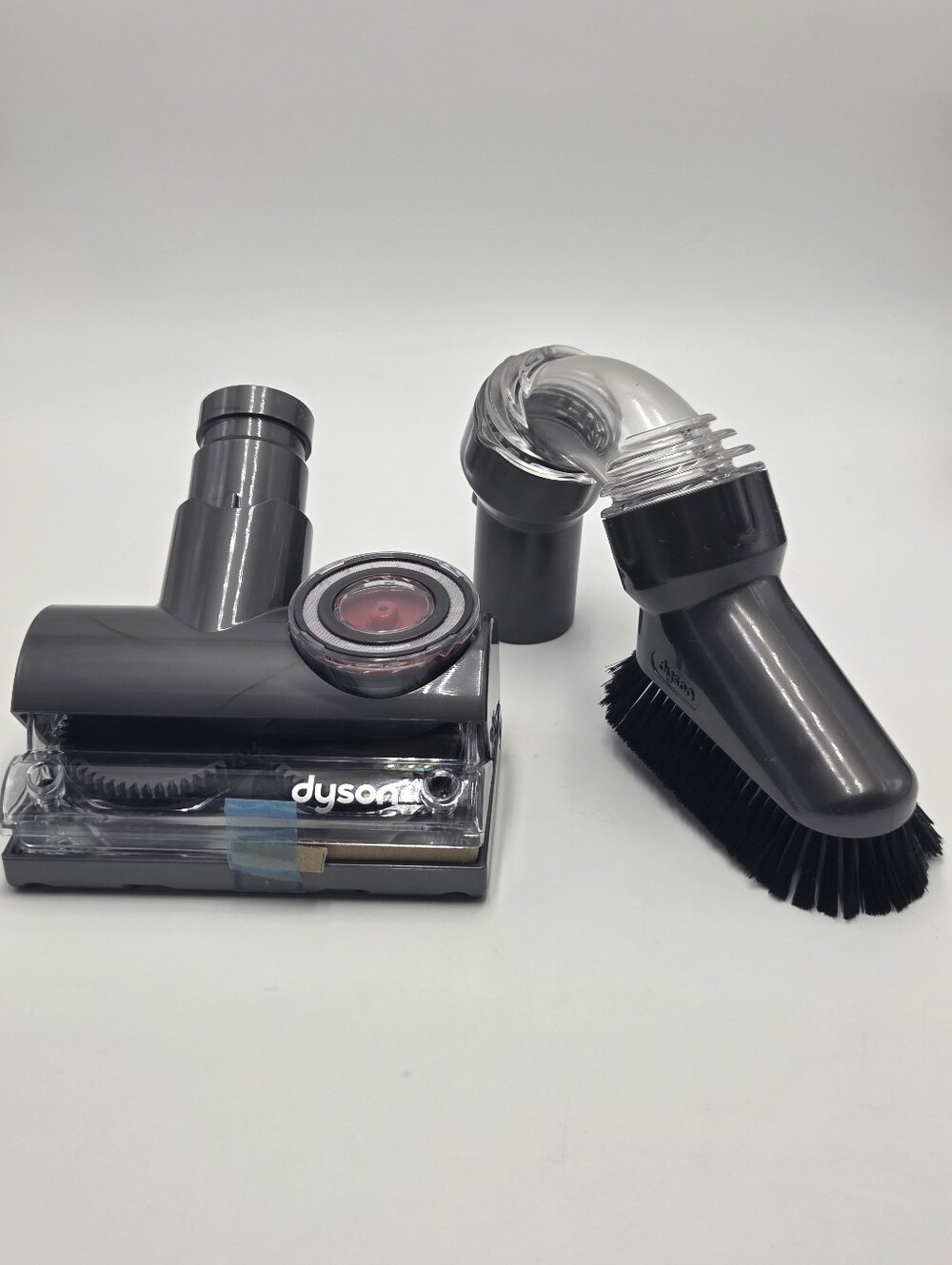 Dyson Dark Gray Mini Turbo Head and Angled Brush Tool Set NEVER USED ATTACHMENTS